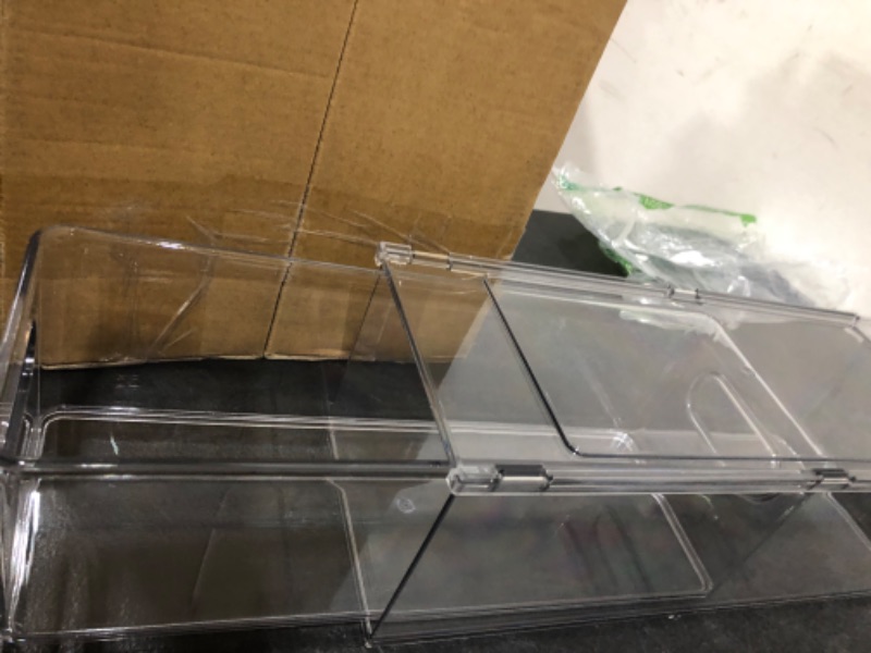 Photo 1 of 2 Pack Refrigerator Organizer Bins with Pull-out Drawer, Stackable Fridge Drawer Organizer Set with Handle, BPA-free Drawable Clear Storage Cases for Freezer, Cabinet, Kitchen, Pantry Organization