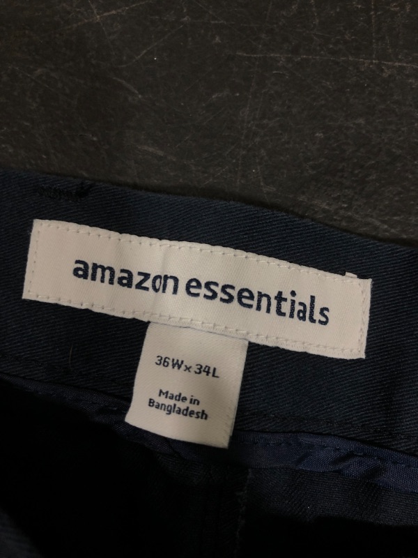 Photo 4 of Amazon Essentials Men's Classic-Fit Wrinkle-Resistant Flat-Front Chino Pant 36W x 34L Navy