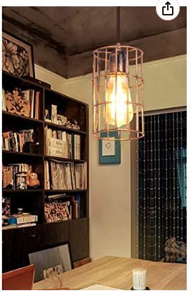 Photo 1 of AIRTWESD Pendant Lights Industrial Chandelier Vintage Metal Cage Retro Hanging Ceiling Light Fixture Vintage Lamp Pendant Light Kitchen Island Cage Antique Farmhouse Light Fixture (No Bulb)