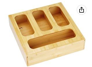 Photo 1 of Ziplock Bag Storage Organizer for Kitchen Drawer, Bamboo Food Storage Bag Holder