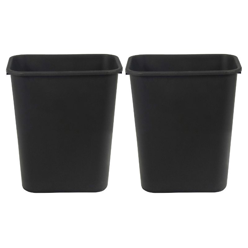 Photo 1 of AmazonCommercial Commercial Office Wastebasket, Black, 2-Pack
