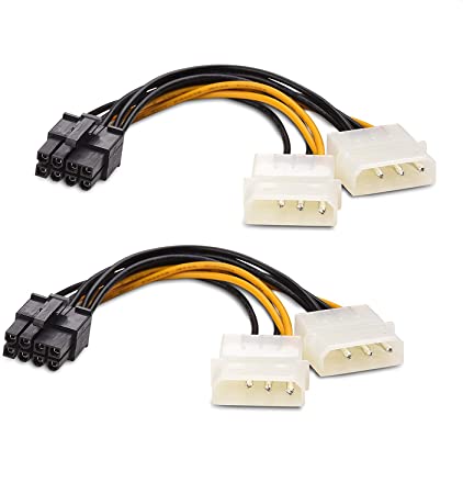 Photo 1 of Cable Matters 2-Pack 8-Pin PCIe to Molex (2X) Power Cable 4 Inches