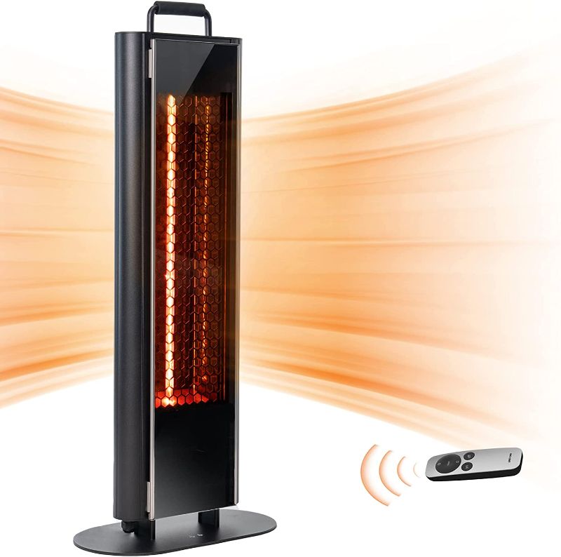 Photo 1 of EAST OAK 1500W Patio Heater, Table Side Portable Electric Heater with Double-sided Heating & 3 Heating Levels, IP65 Waterproof Outdoor Heater with Remote, and Protection from Tip-over & Overheating
