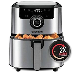 Photo 1 of CHEFMAN Air Fryer Healthy Cooking, 4.5 Qt,User Friendly and Dual Control Temperature, Nonstick Stainless Steel, Dishwasher Safe Basket, w/ 60 Minute Timer & Auto Shutoff