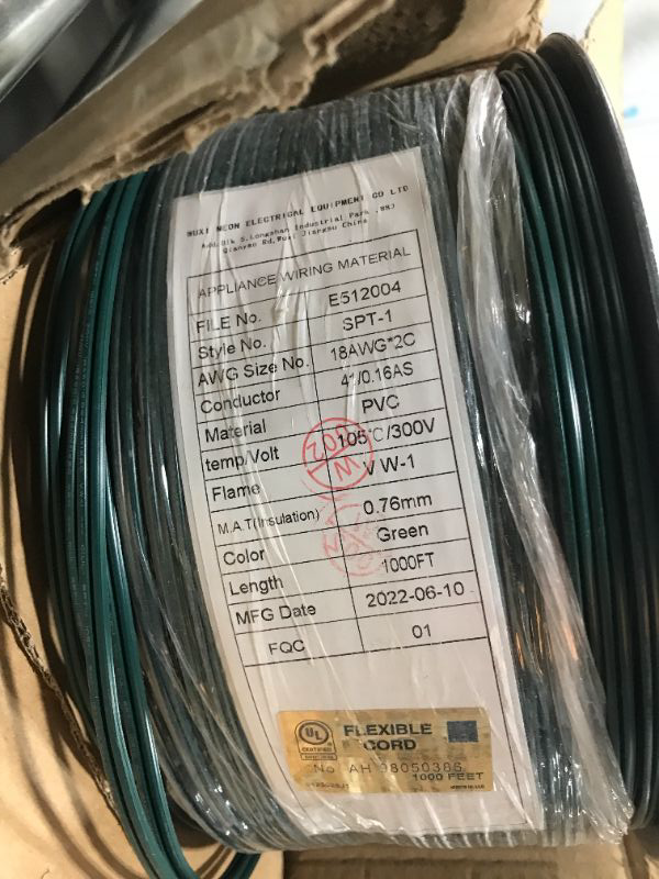 Photo 4 of GFQHF UL Listed 1000FT SPT-1 Electrical Wire,18/2 Zip Cord Wire,Work with SPT-1 Vampire Plug(1000, SPT-1 Green) 1 spt-1 green