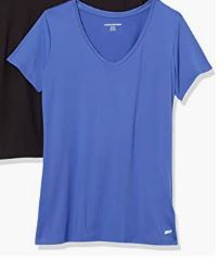 Photo 1 of Amazon Essentials Women's Tech Stretch Short-Sleeve V-Neck T-Shirt - Lg