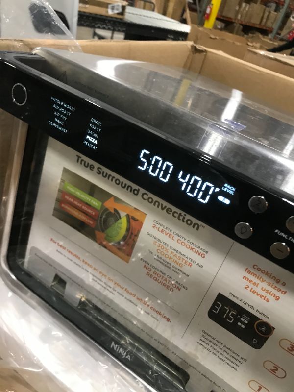 Photo 4 of Ninja DT251 Foodi 10-in-1 Smart XL Air Fry Oven, Bake, Broil, Toast, Air Fry, Roast, Digital Toaster, Smart Thermometer, True Surround Convection up to 450°F, includes 6 trays & Recipe Guide, Silver**HEAVILY USED AND DIRTY***

