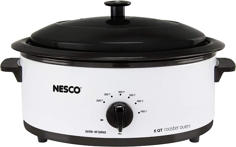 Photo 1 of Nesco 4816-14 Porcelain Roaster Oven, 6 quart, White
