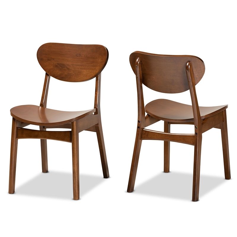 Photo 1 of Baxton Studio Katya Mid-Century Modern Walnut Brown Finished Wood 2-Piece Dining Chair Set
