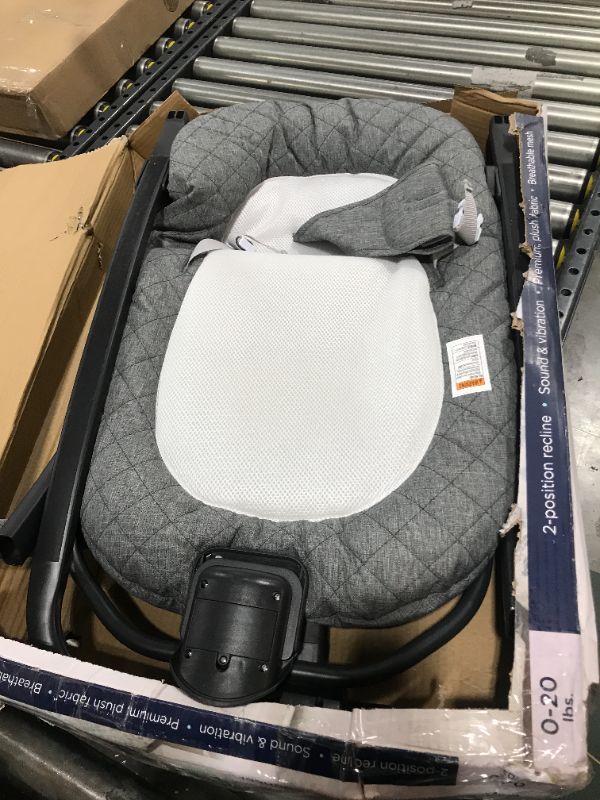 Photo 2 of Baby Delight Aura Deluxe | Portable Baby Bouncer for Infants | Baby Rocker | Quilted Charcoal Tweed
