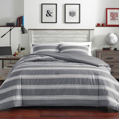 Photo 1 of Nautica | Craver Collection | 100% Cotton Cozy & Soft, Durable & Breathable Striped Comforter & Matching Sham(s), Queen, Navy/White
