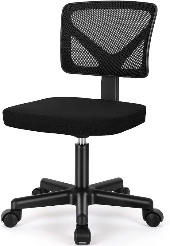 Photo 1 of Ergonomic Home Office Desk Chair, Adjustable Armless Computer Chair with Lumbar Support, Small Mesh Task Chair with Backrest Swivel Rolling for Study, Office, Conference Room
