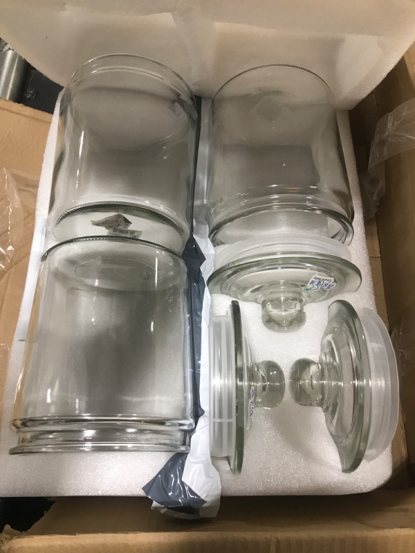 Photo 2 of 1/2 Gallon 64 oz Glass Jars with Airtight Seal Lid For Household,Set of 3 Pack,2 Liter Glass Food Jars & Organization Canisters for Storage Pasta, Coffee, Candy, Snacks. Include 1 Pen and 8 Labels.