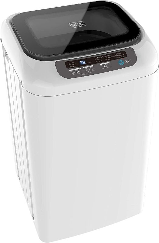 Photo 1 of BLACK+DECKER Small Portable Washer, Washing Machine for Household Use, Portable Washer 0.84 Cu. Ft. with 8 Cycles, Transparent Lid & LED Display
