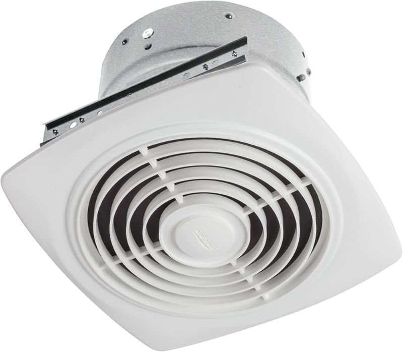 Photo 1 of Broan-NuTone 505 Exhaust Fan, White Vertical Discharge Ceiling Ventilation Fan, 8.5 Sones, 200 CFM, 8"
