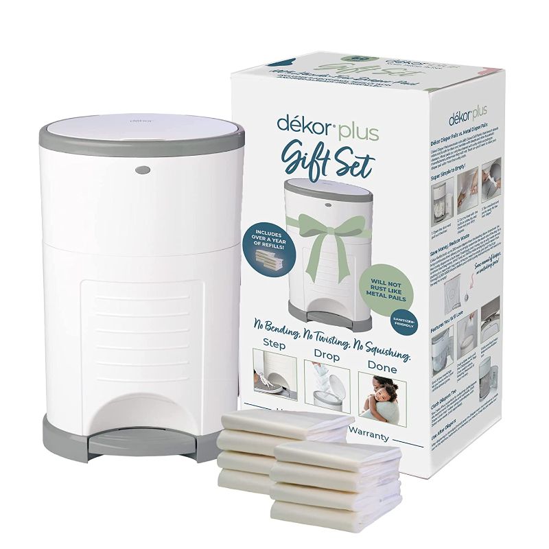 Photo 1 of Dékor Plus Diaper Pail Gift Set – White | Comes with Over a Year's Supply Worth of Dékor Refills!
