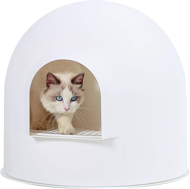 Photo 1 of pidan Igloo Cat Litter Box Dome Litter Box Extra Large Igloo Litter Box Dog Proof Kitty Litter Box Furniture with Modern Minimalist Design, Litter Box Furniture Dot Design Award 2016
