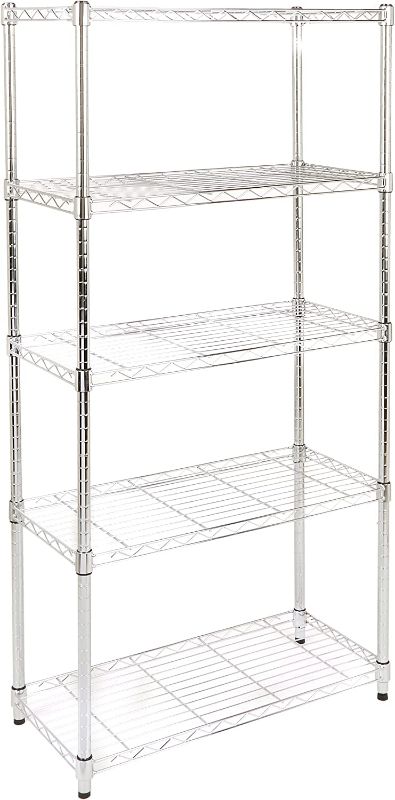 Photo 1 of Amazon Basics 5-Shelf Adjustable, Heavy Duty Storage Shelving Unit (350 lbs loading capacity per shelf), Steel Organizer Wire Rack, Chrome (36L x 14W x 72H)
(FOR PARTS )