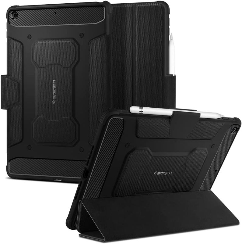 Photo 1 of Spigen Rugged Armor Pro Designed for iPad 10.2 Case, iPad 9th Generation Case (2021) / iPad 8th Generation Case (2020) / iPad 7th Generation Case (2019) with Pencil Holder - Black