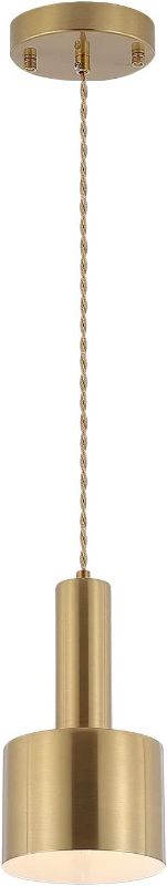 Photo 1 of Fivess Lighting Modern Mini Pendant Light with 4W LED Bulb, One-Light Adjustable Metal Pendant Lighting Fixture for Kitchen Island Cafe Bar, Gold
