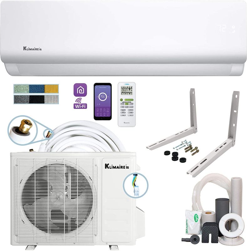 Photo 1 of Klimaire DIY 18,000 BTU 19 SEER Mini Split Heat Pump Air Conditioner w/ 25-ft Pre-Charged Quick-Connect Installation Kit - 230V
