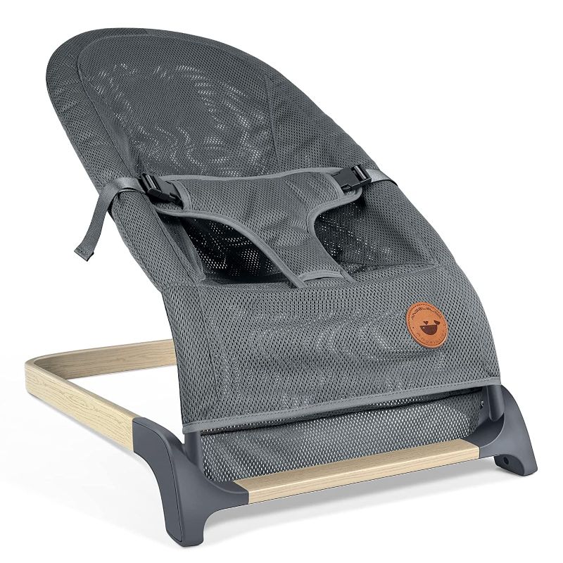 Photo 1 of Baby Bouncer, Portable Bouncer Seat for Babies, Infants Bouncy Seat with Mesh Fabric, Natural Vibrations (Dark Grey)