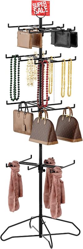 Photo 1 of 4-Tier Display Rack Retail Display Spinner Rack Rotating Jewelry Display Organizer - Floor Spinner Rack - Perfect For Wallet Items And Fashion Accessories Retail Display