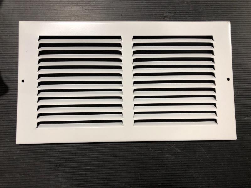 Photo 2 of 12"w X 6"h Steel Return Air Grilles - Sidewall and Ceiling - HVAC Duct Cover - White [Outer Dimensions: 13.75"w X 7.75"h] 12 X 6 White
