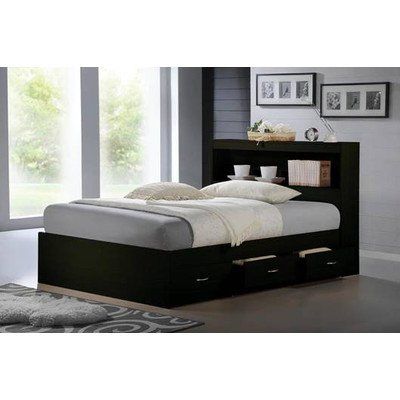 Photo 1 of (BOX 2 OF 2)!!! HODEDAH IMPORT Captain Bed with Headboard, Black 
