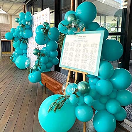 Photo 1 of Tiffany Blue Balloon Chrome Green Balloon 134Pcs-Blue Latex Balloon Arch Garland Kit for Baby Shower Birthday,Graduation,Hawaii,Wedding,Bachelorette,Tropical Party,Christmas and Holiday.