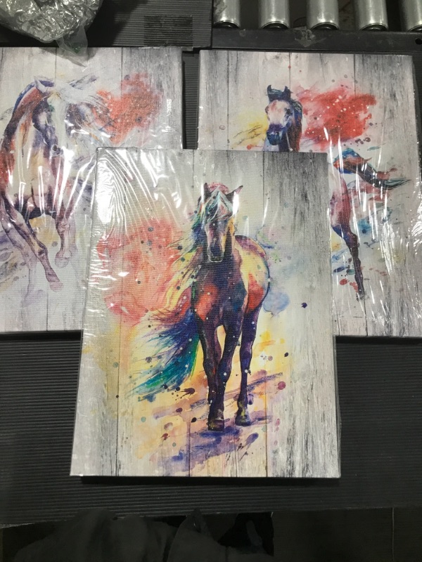 Photo 1 of 3PCS WATERCOLOR HORSE CANVAS