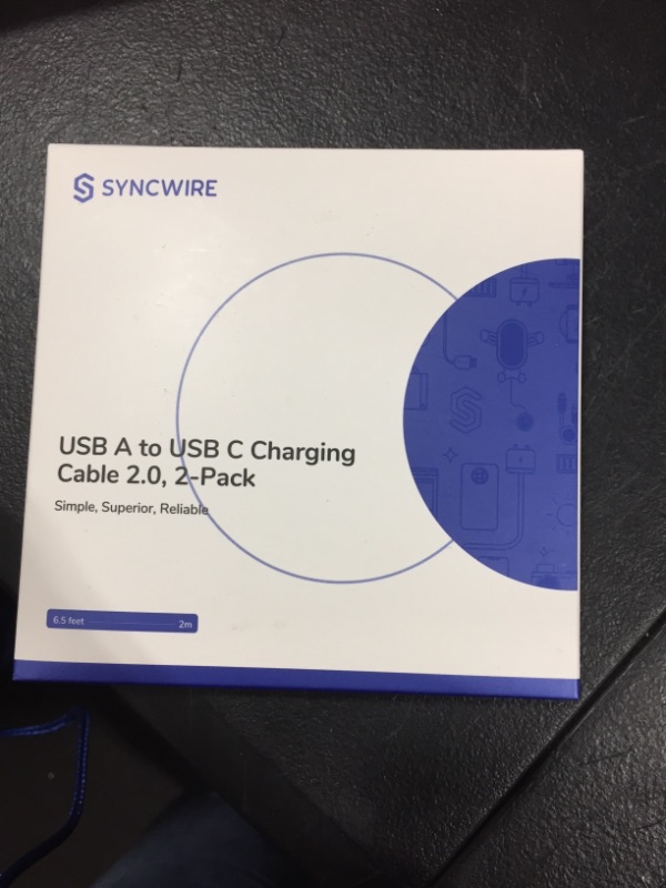 Photo 2 of Syncwire USB Type C Cable 3A Fast Charging [2-Pack, 6.6ft] USB-A to USB-C Charging Cord Nylon USB C Charger Cable Compatible with Samsung Galaxy S10+ S9 S8 Note 10 9 8, A51 A11,PS5 Controller (Black) ( FACTORY CLOSED) 
