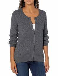 Photo 1 of Amazon Essentials Women's Lightweight Cable Long-sleeve Crewneck Cardigan Sweater X-Small Grey