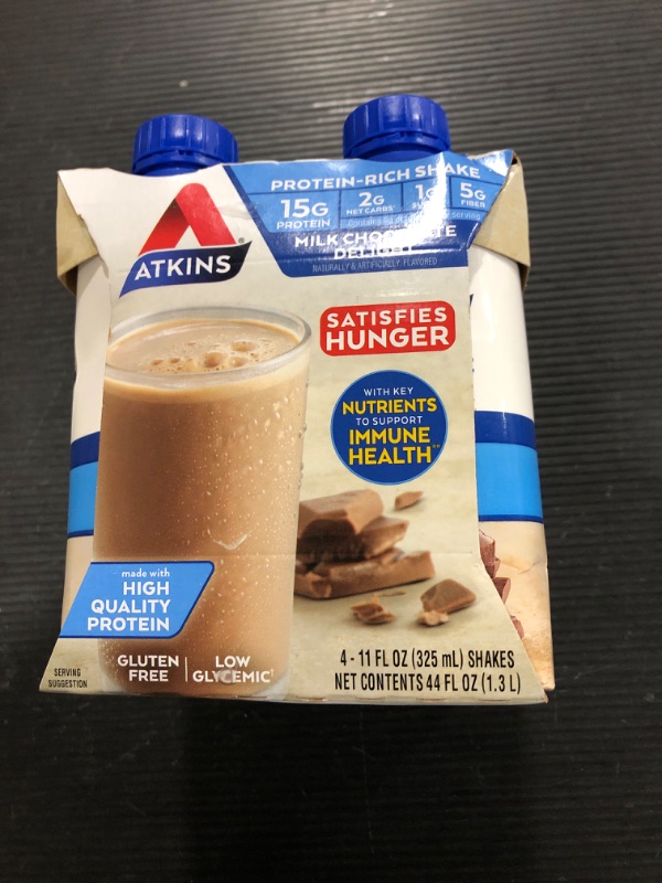 Photo 2 of Atkins Milk Chocolate Delight Protein-Rich Shake. Rich and Creamy with Protein. Keto-Friendly and Gluten Free, 11 Fl Oz (Pack of 4)