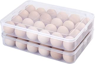 Photo 1 of 2 Pack Covered Egg Holders for Refrigerator,2 x 24 Deviled Egg Tray Storage Box,Clear Plastic Fridge Egg Storage Container https://a.co/d/eQwIKgO