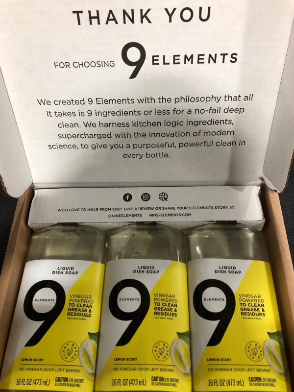 Photo 2 of 9 Elements Dishwashing Liquid Dish Soap, Lemon Scent Cleaner, 16 oz Bottles (Pack of 3)