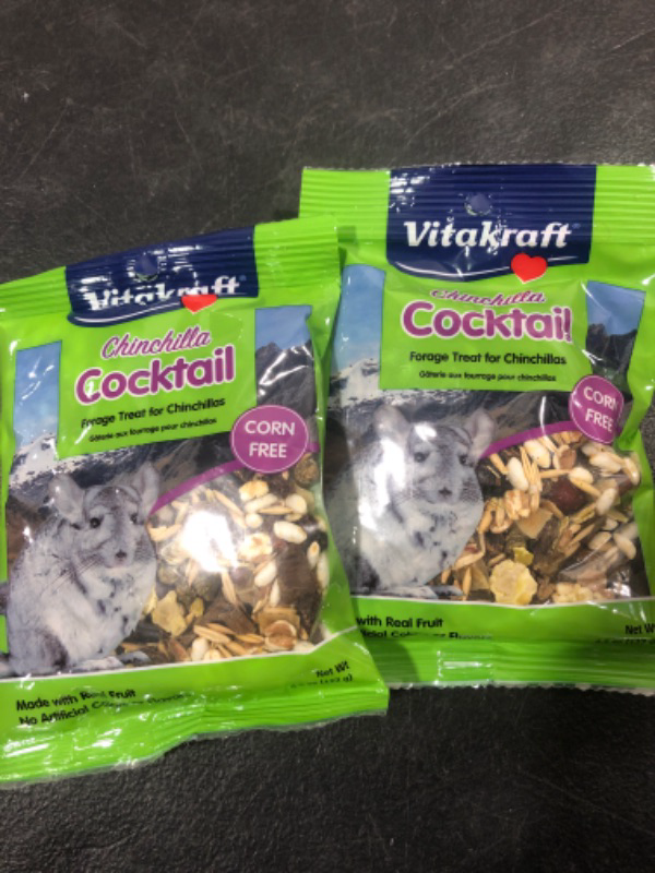 Photo 2 of 2 packs of Vitakraft Chinchilla Cocktail Mixed Fruit Treat, 4.5 Ounce Pouch