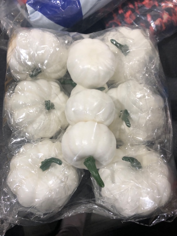 Photo 2 of 12 Pcs Artificial White Pumpkins for Painting, White Faux Pumpkins for Fall Autumn Thanksgiving Halloween Christmas Decoration Fake Pumpkins Centerpiece (6 Pcs 3.1 inches' + 6 Pcs 2.3 inches')