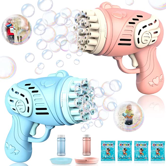 Photo 1 of 2 PCS Bubble Gun 23 Hole Bubble Machine with Rich Bubbles, Automatic Bubble Maker, Bubble Blower for Bubble Blaster Party Favors, Summer Toy, Outdoors,...
