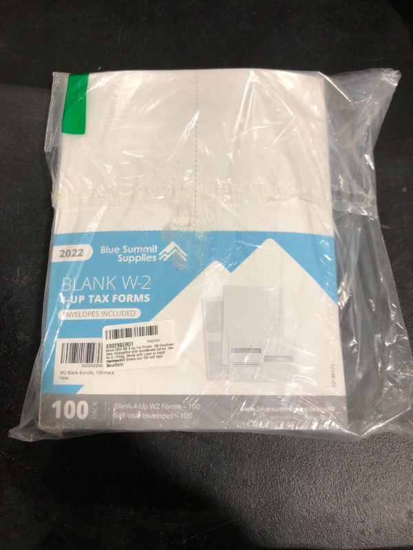 Photo 2 of Blank 2022 W2 4 Up Tax Forms, 100 Employee Sets, Compatible with QuickBooks Online, Ideal for E-Filing, Works with Laser or Inkjet Printers, 100 Sheets and 100 Self Seal Envelopes