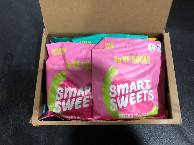 Photo 2 of (Pack of 8) SmartSweets Variety Pack, Candy with Low Sugar, Low Calorie Snacks, Plant-Based: Sweet Fish, Sourmelon Bites, Peach Rings, Sour Blast Buddies, 1.8oz