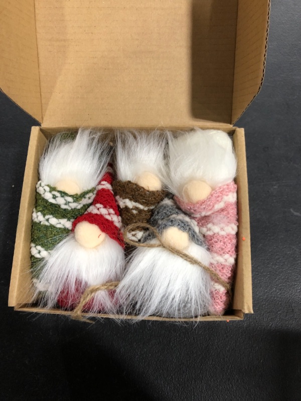 Photo 2 of 10 Pcs Hanging Gnome Ornaments Adorable Christmas Gnomes Handmade Plush Swedish Santa Tomte Holiday Tree Decorations