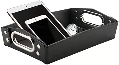 Photo 1 of Valet Tray Desk Organizer - PU Leather Vanity Tray - Bathroom Tray Nightstand Dresser Organizer - Dice Tray - Office Organizer Tray - Storage Tray for School Office Home Travel Outdoor(Black) https://a.co/d/aERwlNj