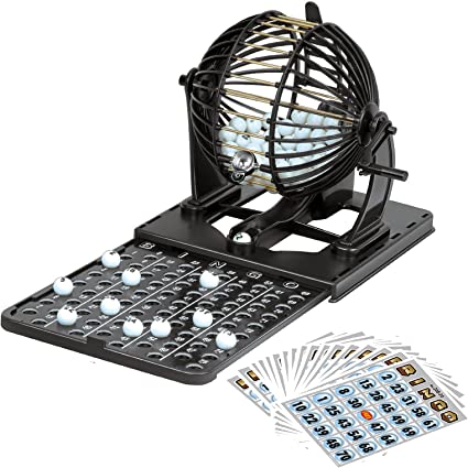 Photo 1 of Liberty Imports Complete Bingo Machine Cage Game Set with Balls, Tumbler, Tray, Sheets (Classic Version)
