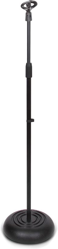 Photo 1 of Microphone Stand - Universal Mic Mount with Heavy Compact Base, Height Adjustable (2.8’ - 5’ ft.) - PMKS5
