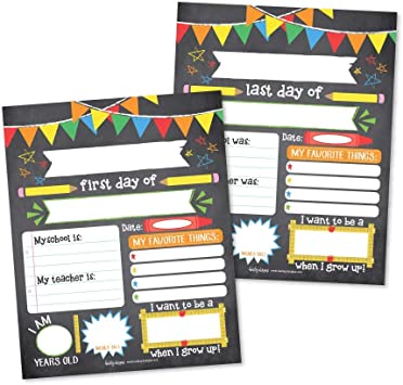 Photo 1 of 10 Chalk School Signs for Kids First Day of School Board for Kids, My First Day of School Sign for Kids First Day, Back to School Sign 1st Day of School Chalkboard Sign First Day of Kindergarten 8x10 ** PACK OF 2 **
