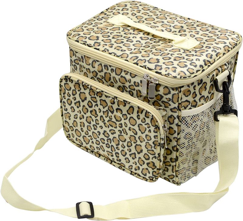 Photo 1 of 10L Insulated Leopard Print Lunch Bag for Men/Womens Reusable Insulated Cooler Tote Bag Lunch Box Organizer with Adjustable Shoulder Strap Office Work School Picnic Hiking Beach (Leopard Print)