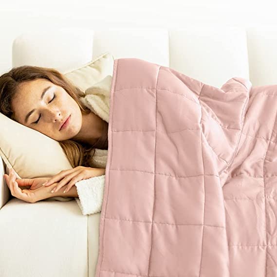 Photo 1 of [Cotton Cooling Weighted Blankets] by Luna - Premium Quality - Breathable All Seasons Weighted Blankets - [Featured on The Today Show] - 100% Oeko-Tex [15lbs - Queen - 60" x 80"] [Pink]