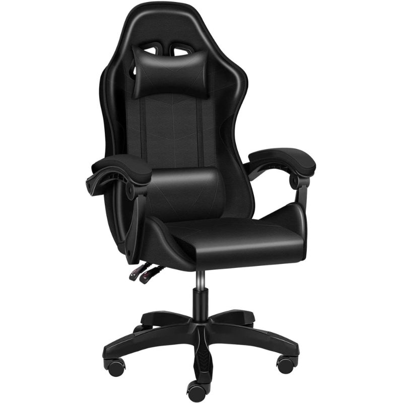 Photo 1 of YSSOA Racing Computer Ergonomic Game Chair Adjustable Swivel Recliner Chair, Black
