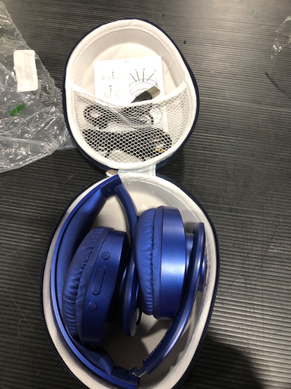 Photo 2 of Bluetooth Headphones Wireless,TUINYO Over Ear Stereo Wireless Headset 40H Playtime with deep bass, Soft Memory-Protein Earmuffs, Built-in Mic Wired Mode PC/Cell Phones/TV-Dark Blue